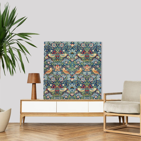 Quadro Stampa su Tela con Telaio in Legno William Morris - Strawberry Thief