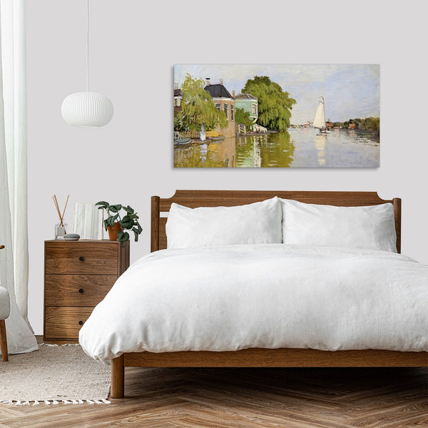 Quadro Stampa su Tela con Telaio in Legno Claude Monet - Houses on the Achterzaan