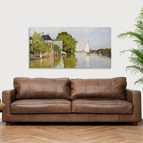 Quadro Stampa su Tela con Telaio in Legno Claude Monet - Houses on the Achterzaan