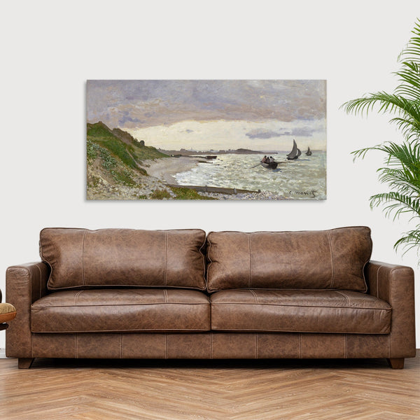 Quadro Stampa su Tela con Telaio in Legno Claude Monet - The Seashore at Sainte-Adresse