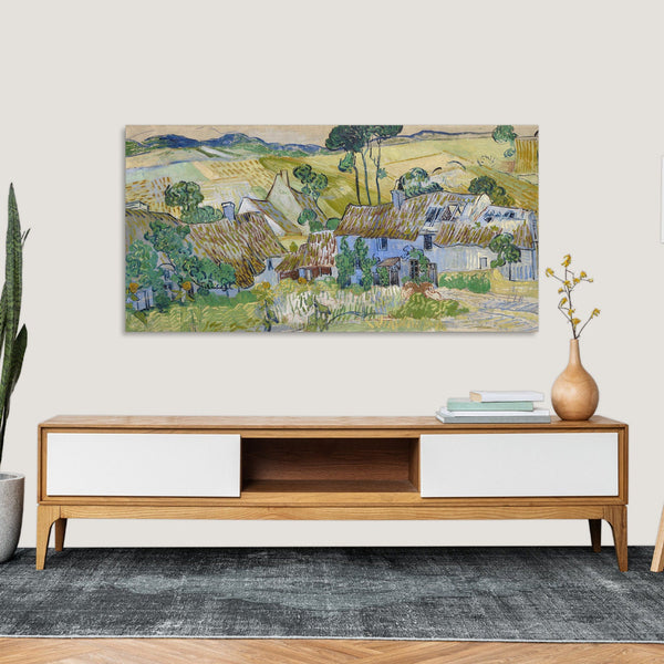 Quadro Stampa su Tela con Telaio in Legno Vincent van Gogh - Farms near Auvers