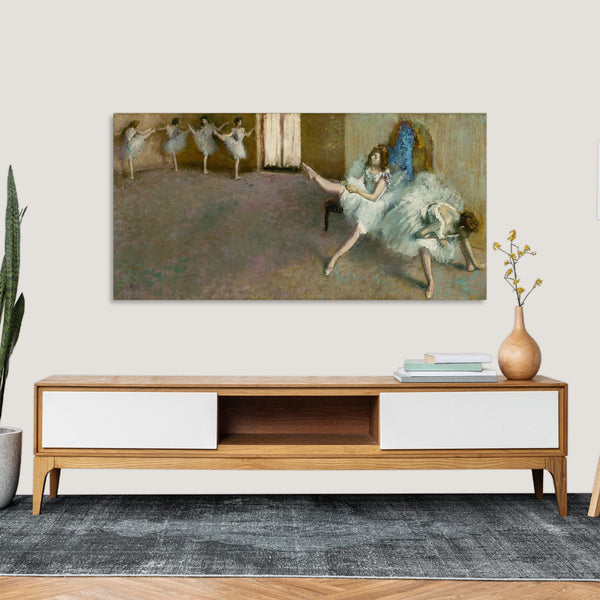 Quadro Stampa su Tela con Telaio in Legno Edgar Degas - Before the Ballet