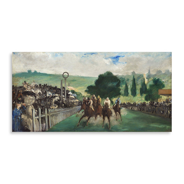 Quadro Stampa su Tela con Telaio in Legno Edouadr Manet - The Races at Longchamp