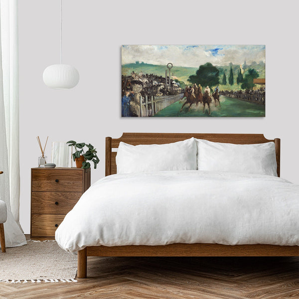 Quadro Stampa su Tela con Telaio in Legno Edouadr Manet - The Races at Longchamp
