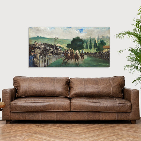 Quadro Stampa su Tela con Telaio in Legno Edouadr Manet - The Races at Longchamp