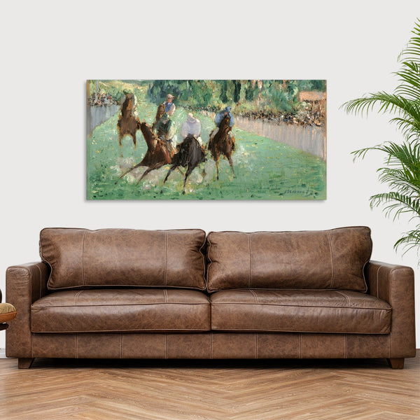 Quadro Stampa su Tela con Telaio in Legno Edouadr Manet - At the Races