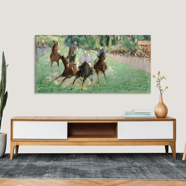 Quadro Stampa su Tela con Telaio in Legno Edouadr Manet - At the Races