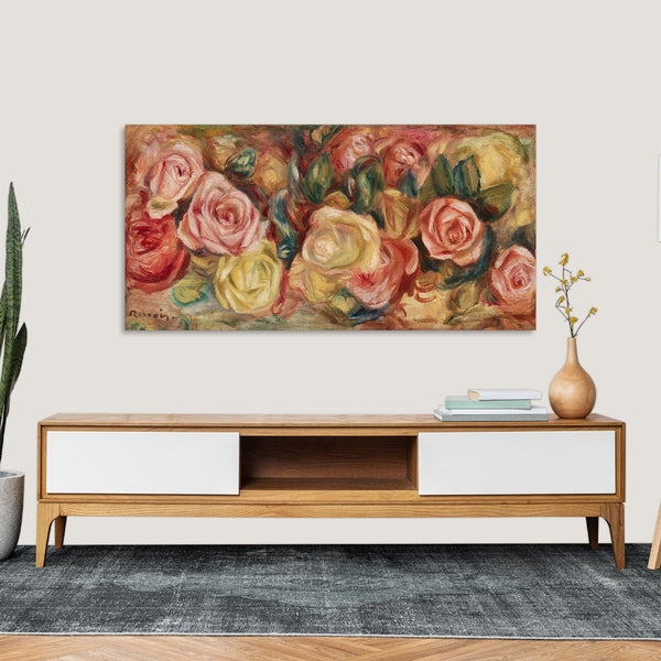Quadro Stampa su Tela con Telaio in Legno Pierre-Auguste Renoir - Roses