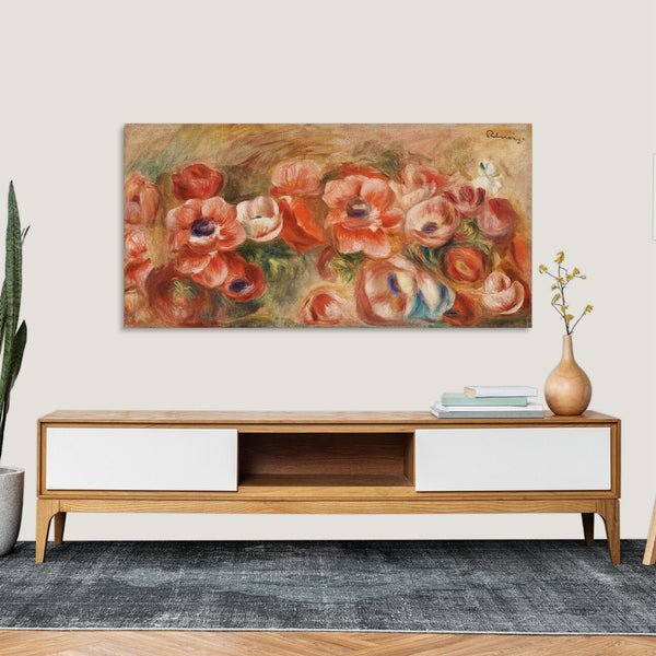 Quadro Stampa su Tela con Telaio in Legno Pierre-Auguste Renoir - Anemones
