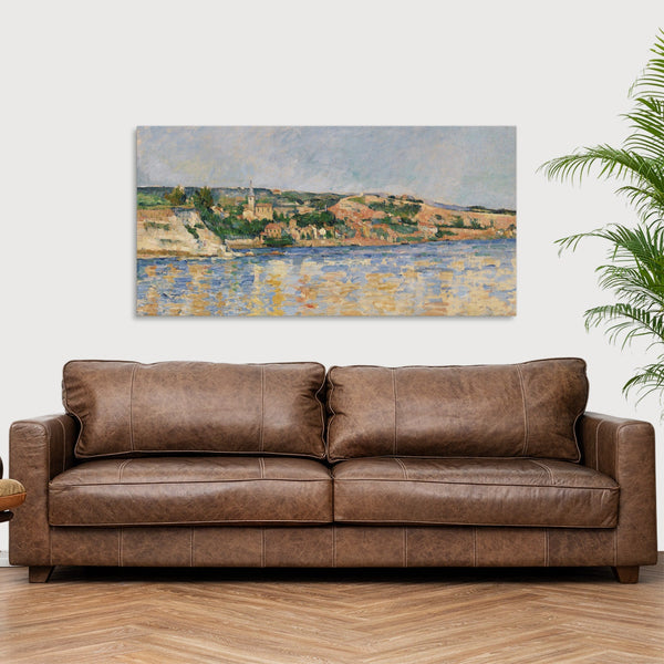 Quadro Stampa su Tela con Telaio in Legno Paul Cezanne - Village at the Water’s Edge