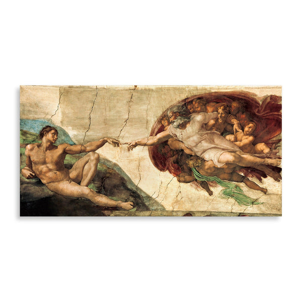 Quadro Stampa su Tela con Telaio in Legno Michelangelo Buonarroti - La creazione di Adamo
