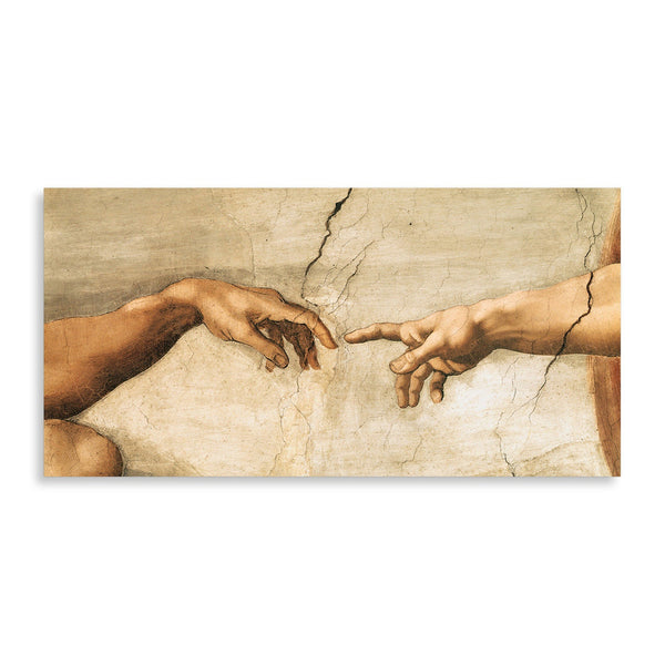 Quadro Stampa su Tela con Telaio in Legno Michelangelo Buonarroti - La creazione di Adamo