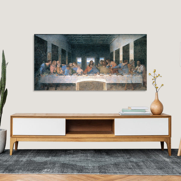 Quadro Stampa su Tela con Telaio in Legno Leonardo da Vinci - The Last Supper