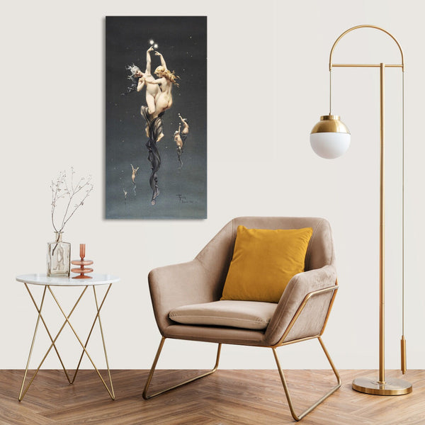 Quadro Stampa su Tela con Telaio in Legno Luis Falero - Twin Stars