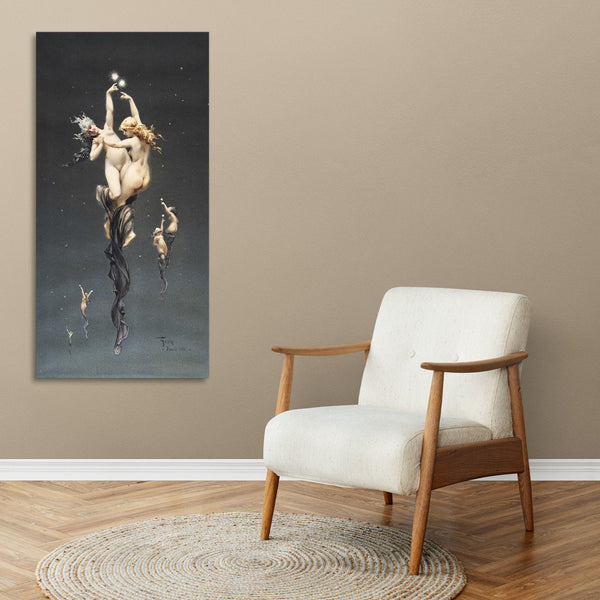 Quadro Stampa su Tela con Telaio in Legno Luis Falero - Twin Stars