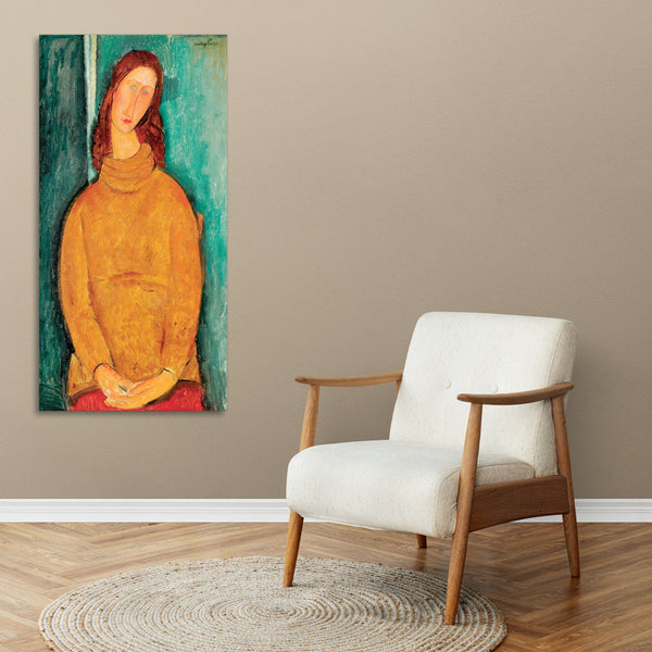 Quadro Stampa su Tela con Telaio in Legno Amedeo Modigliani - Portrait of Jeanne Hébuterne