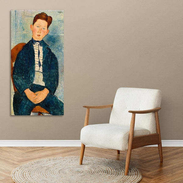 Quadro Stampa su Tela con Telaio in Legno Amedeo Modigliani - Boy in a striped sweater