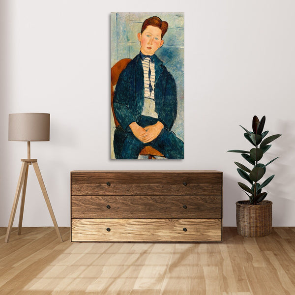 Quadro Stampa su Tela con Telaio in Legno Amedeo Modigliani - Boy in a striped sweater