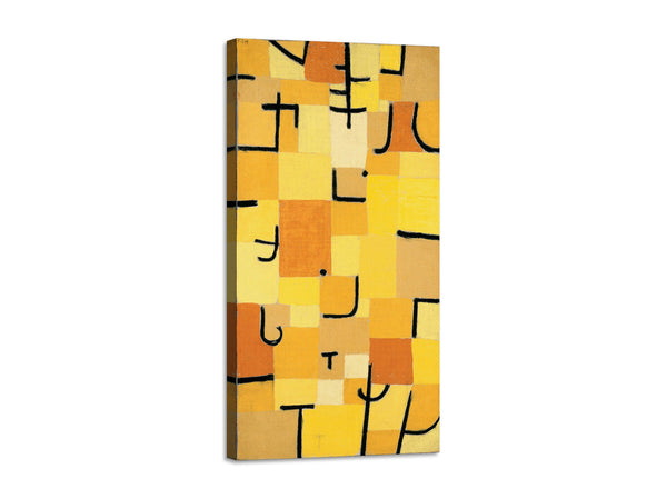 Quadro Stampa su Tela con Telaio in Legno Paul Klee - Signs in Yellow
