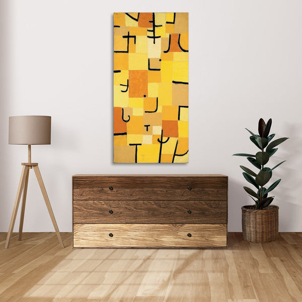 Quadro Stampa su Tela con Telaio in Legno Paul Klee - Signs in Yellow