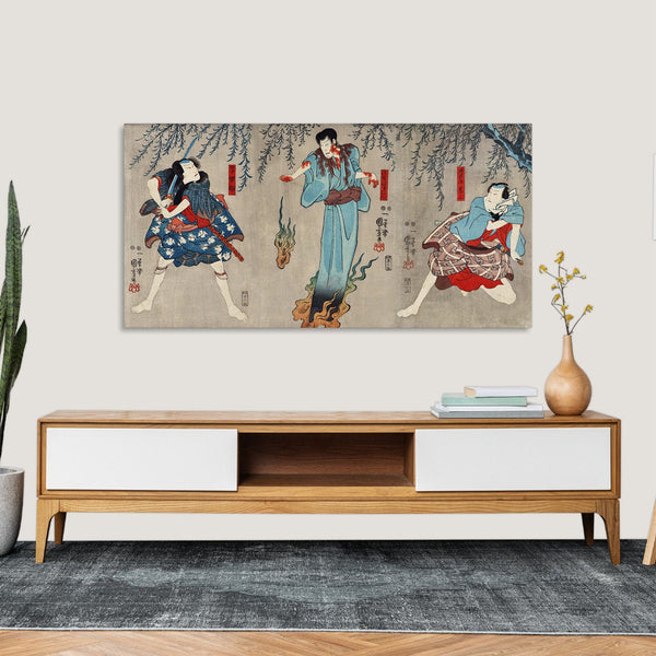Quadro Stampa su Tela con Telaio in Legno Utagawa Kuniyoshi - Doguya Jinza Hokaibo Bokon Shimobe