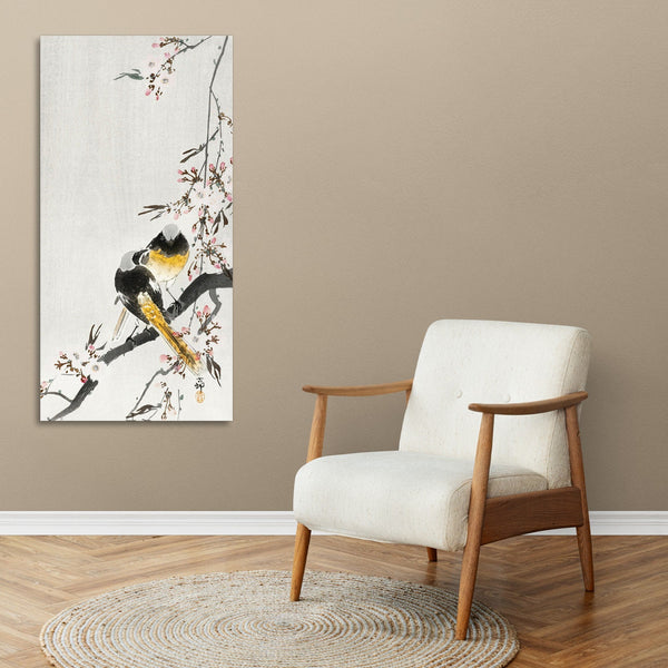Quadro Stampa su Tela con Telaio in Legno Ohara Koson - Two sable