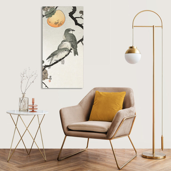 Quadro Stampa su Tela con Telaio in Legno Ohara Koson - Birds and plants