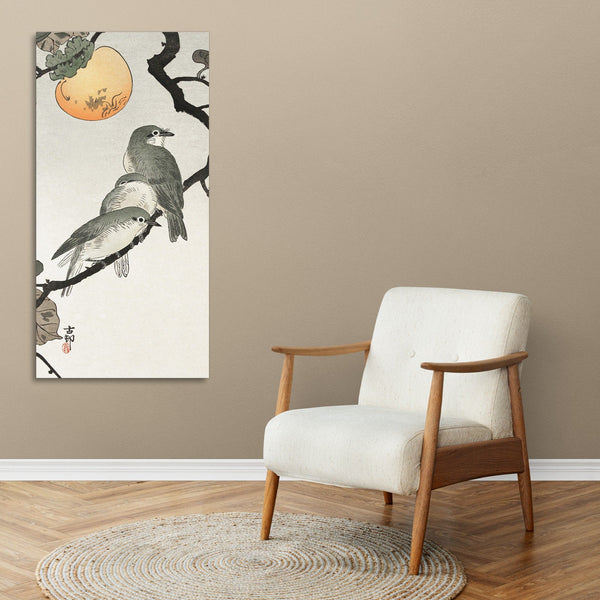 Quadro Stampa su Tela con Telaio in Legno Ohara Koson - Birds and plants