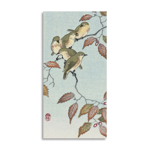 Quadro Stampa su Tela con Telaio in Legno Ohara Koson - Birds on a branch