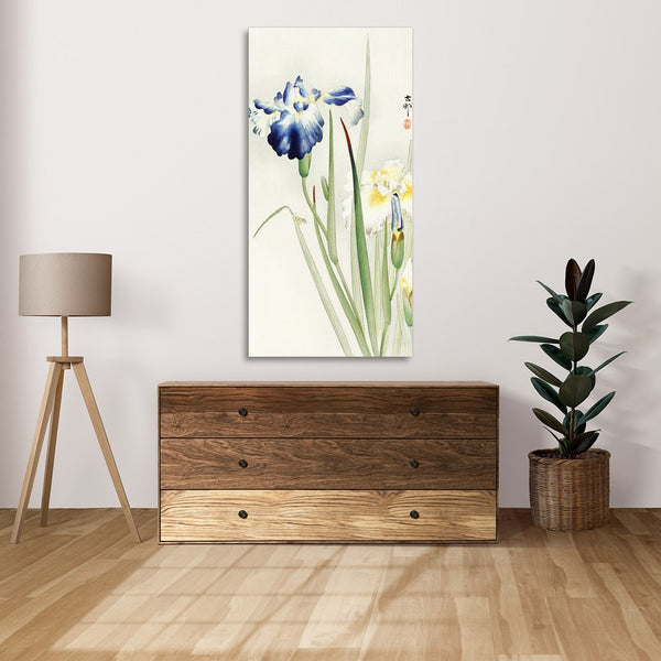 Quadro Stampa su Tela con Telaio in Legno Ohara Koson - Irises