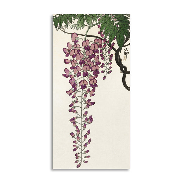 Quadro Stampa su Tela con Telaio in Legno Ohara Koson - Blooming wisteria
