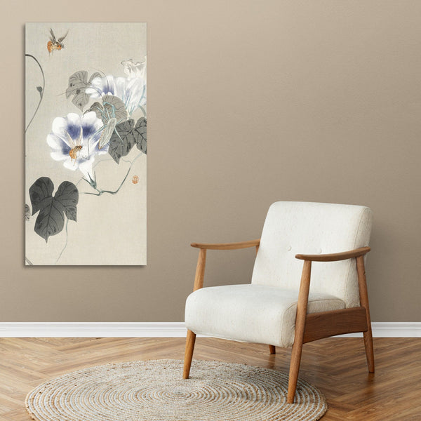Quadro Stampa su Tela con Telaio in Legno Ohara Koson - Insects near bindweed