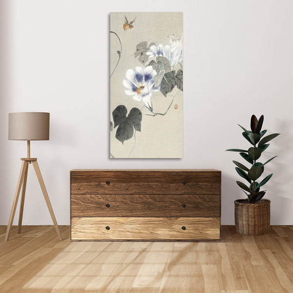 Quadro Stampa su Tela con Telaio in Legno Ohara Koson - Insects near bindweed
