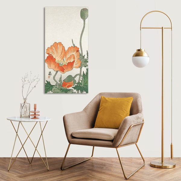 Quadro Stampa su Tela con Telaio in Legno Ohara Koson - Birds and plants