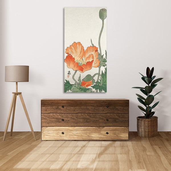 Quadro Stampa su Tela con Telaio in Legno Ohara Koson - Birds and plants