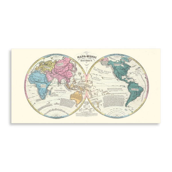 Quadro Stampa su Tela con Telaio in Legno Map of the World
