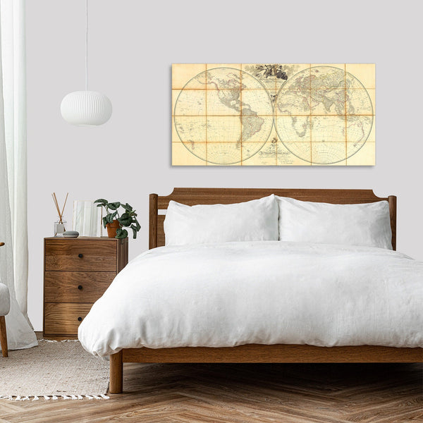 Quadro Stampa su Tela con Telaio in Legno Aaron Arrowsmith - Map of the World