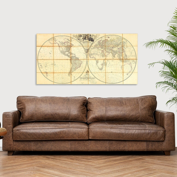 Quadro Stampa su Tela con Telaio in Legno Aaron Arrowsmith - Map of the World