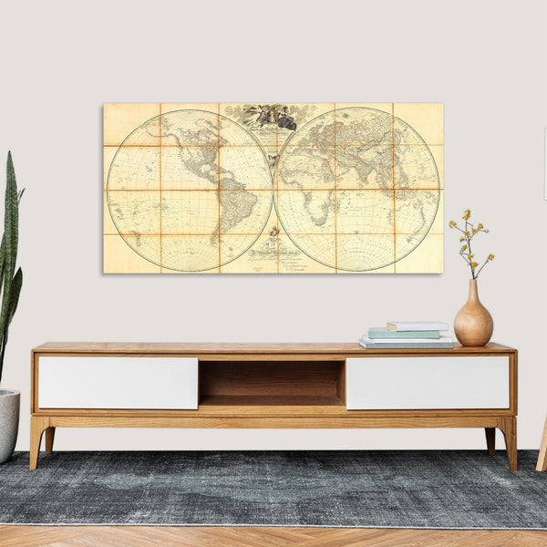 Quadro Stampa su Tela con Telaio in Legno Aaron Arrowsmith - Map of the World