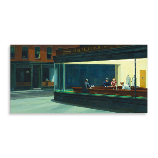 Quadro Stampa su Tela con Telaio in Legno Edward Hopper - Nighthawks
