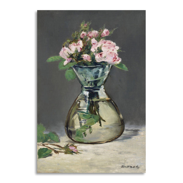 Quadro Stampa su Tela con Telaio in Legno Edouadr Manet - Moss Roses in a Vase