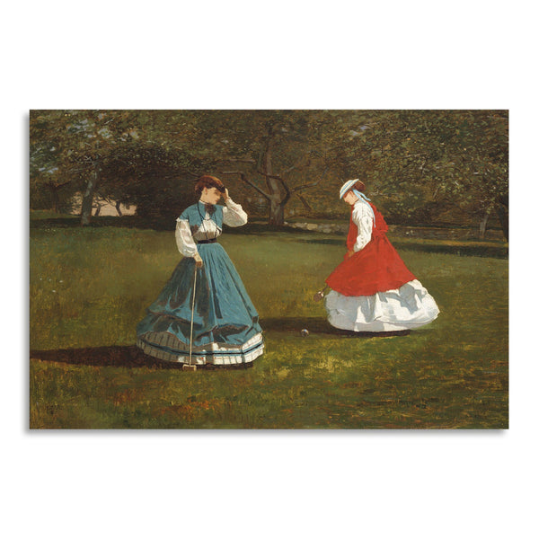 Quadro Stampa su Tela con Telaio in Legno Winslow Homer - Croquet Scene