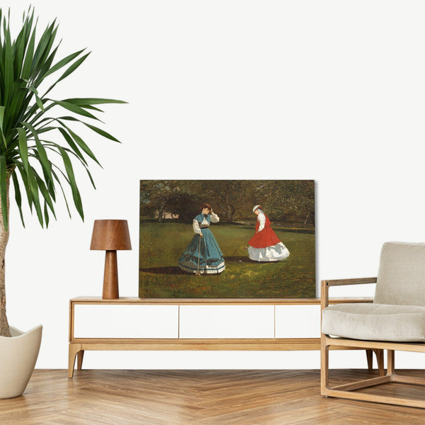 Quadro Stampa su Tela con Telaio in Legno Winslow Homer - Croquet Scene