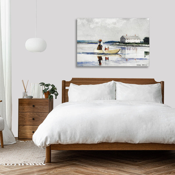 Quadro Stampa su Tela con Telaio in Legno Winslow Homer - Spearing Eels in late