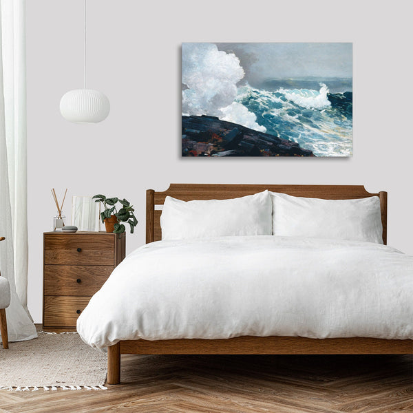 Quadro Stampa su Tela con Telaio in Legno Winslow Homer - Northeaster