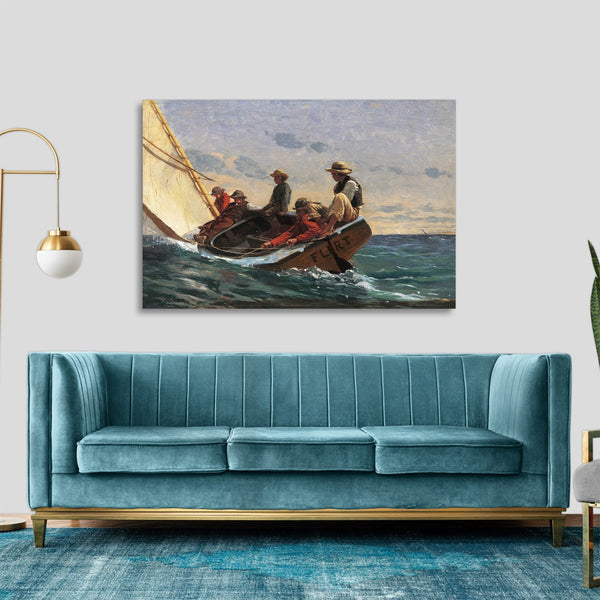 Quadro Stampa su Tela con Telaio in Legno Winslow Homer - Breezing Up, A Fair Wind