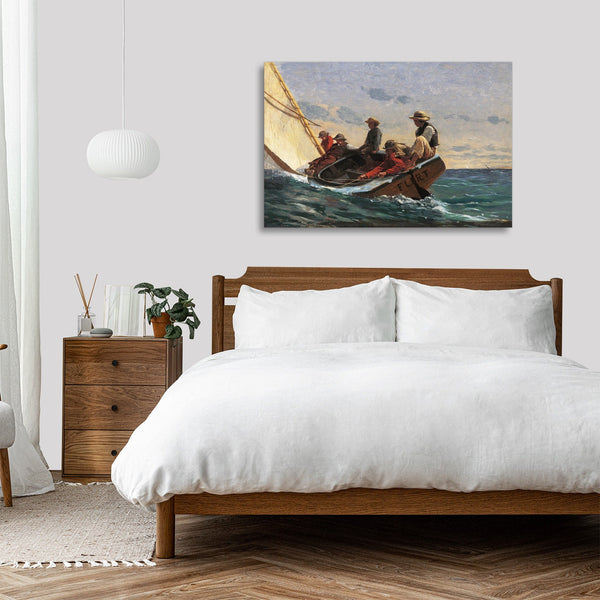 Quadro Stampa su Tela con Telaio in Legno Winslow Homer - Breezing Up, A Fair Wind