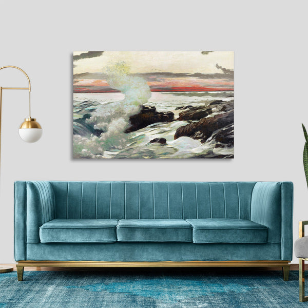 Quadro Stampa su Tela con Telaio in Legno Winslow Homer - West Point, Prout’s Neck