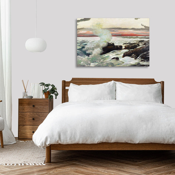Quadro Stampa su Tela con Telaio in Legno Winslow Homer - West Point, Prout’s Neck