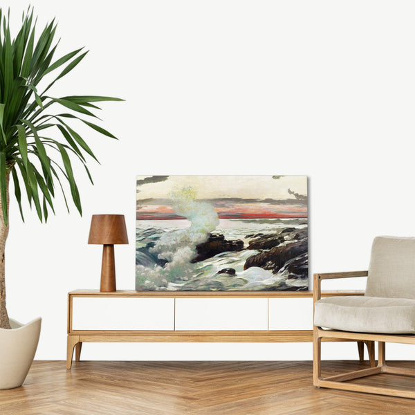 Quadro Stampa su Tela con Telaio in Legno Winslow Homer - West Point, Prout’s Neck